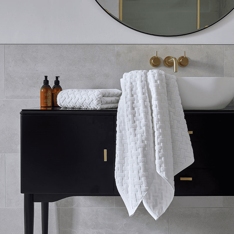 Trellis Towel Hand Towel, White