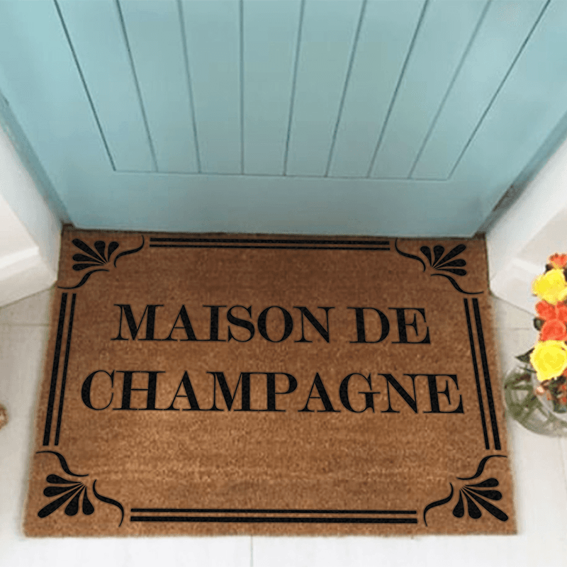 Country Home Maison De Champagne Doormat, 90 x 60cm, Natural & Black