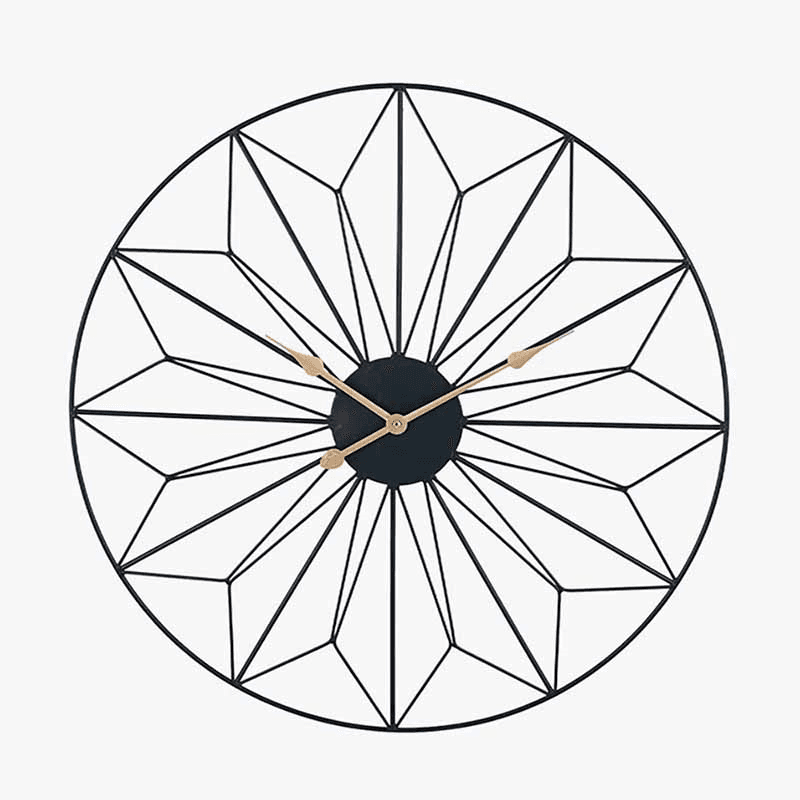 Geo Clock, D77cm, Black and Gold