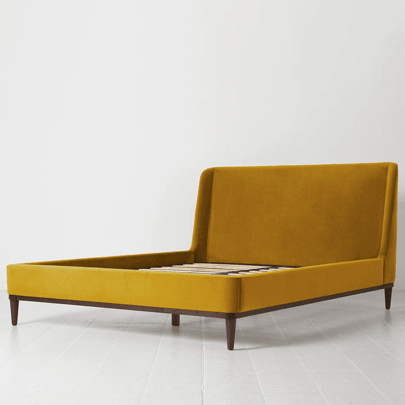 Bed 02 Velvet King Size Frame, Mustard