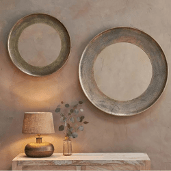 Image showing the Yakira Small Mirror, H62 x W62 x D2cm, Metallic product.