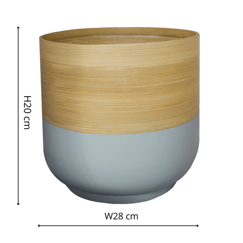 Bamboo Planter, H20 x W28 x D28cm, Grey