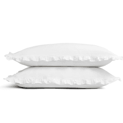 Image showing the Organic Retreat Ruffle Pair of Oxford Pillowcase, White product.