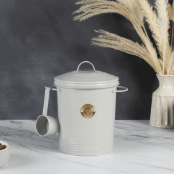 Image showing the Cantina Pet Food Canister & Scoop, 4L, Light Grey product.