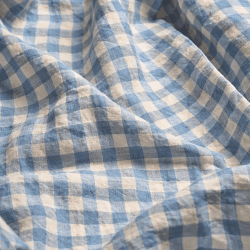 Image showing the Gingham Super King Fitted Sheet, Warm Blue product.