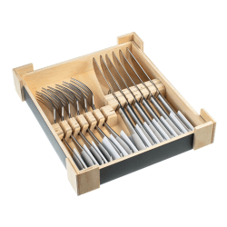 Image showing the Mogano 12 piece steak set in wooden giftbox, Satin product.
