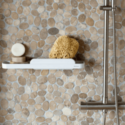Image showing the MindSet Shower Shelf With Squeegee, White product.