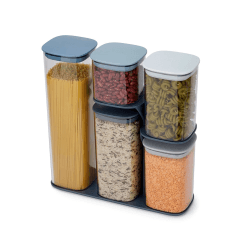 Image showing the Editions 5 piece podium storage jar set with stand, Sky Blue product.