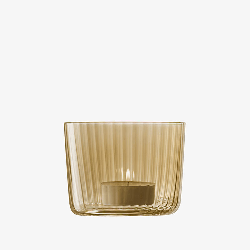 Gems Set of 4 Tealight Holders, H6cm, Amber