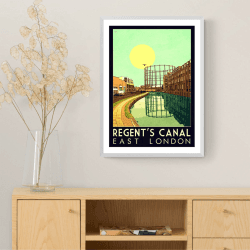 Image showing the Indie Prints, Regent's Canal Framed Art Print, White product.