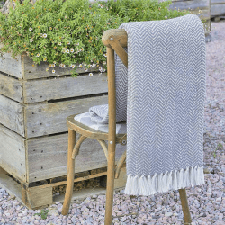 Image showing the Herringbone Blanket, 250cm x 130cm, Slate Grey product.