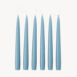 Image showing the Set of 6 Tapered Dinner Candles, H25cm, Grey Blue product.