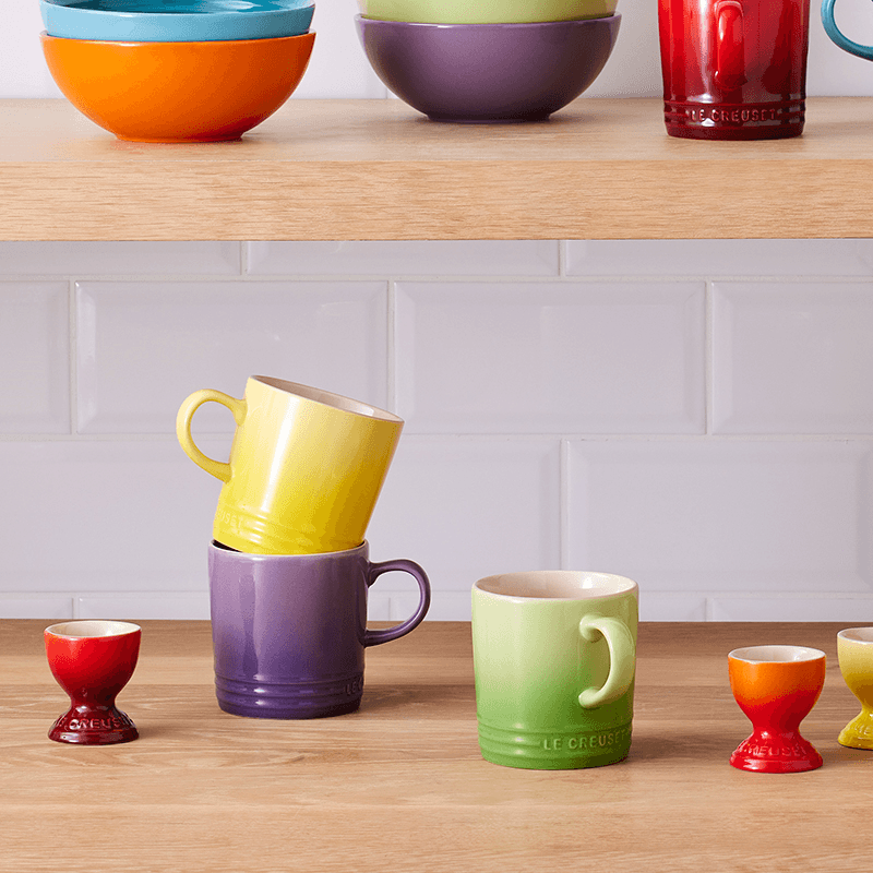 Stoneware Set of 6 mugs, 350ml, Rainbow