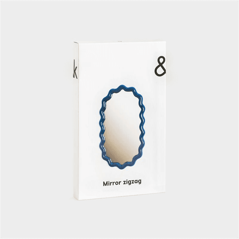Zigzag Mirror, D40cm, Blue