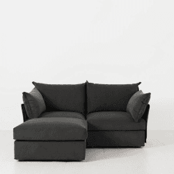 Image showing the Model 06 Velvet 2 Seater Sofa With Chaise, Charcoal product.