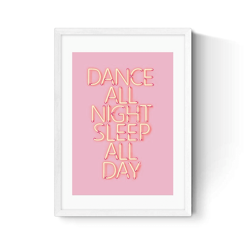 ShowMeMars Dance all Night Print, 44 x 31.5cm, Pink