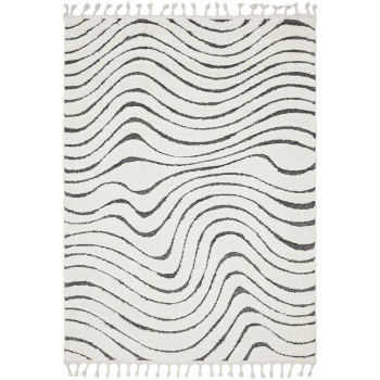 Image showing the Arianna ripple shaggy moroccan rug, 160 x 230cm, Cream product.