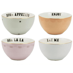Image showing the Slogan Set of 4 Cereal Bowls, D15cm, Pastel product.