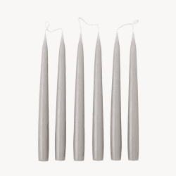 Image showing the Set of 6 Tapered Dinner Candles, H25cm, Light Grey product.