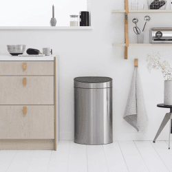 Image showing the Plastic bucket touch bin, 40 litre, Matt Steel product.