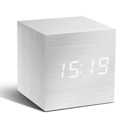Image showing the Cube Click Clock, L6.8 x W6.8 x H6.8cm, White/White product.