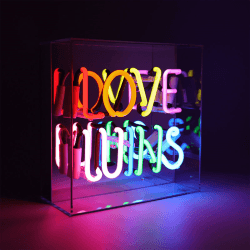 Image showing the Neon Box Love Wins Glass Sign, H25 x W25cm, Multi Coloured product.