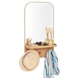 Image showing the Silent Butler Storage mirror, H73.5 x W41 x D13.5cm, Oak/Mirrored Glass product.