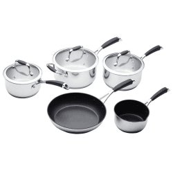 Image showing the Five piece deluxe cookware set, Non-Stick Stainless Steel product.