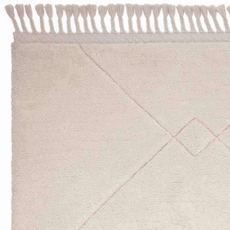 Fes Moroccan Boho Diamond Rug, 120 x 170cm, Cream