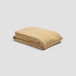Image showing the Gingham Linen Duvet Cover, Double, Honey product.