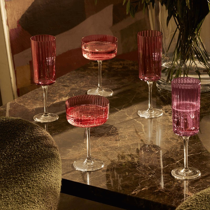 Gems Set of 4 Champagne Flutes, 210ml, Garnet