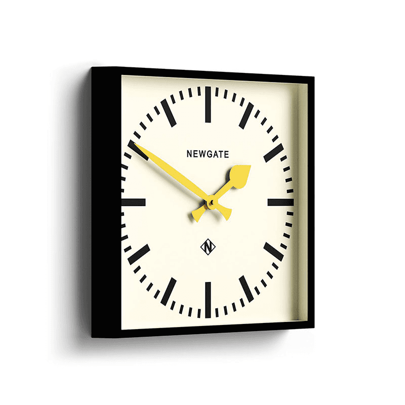 Number Five Wall Clock  with Yellow Hands, 33.5cm, Black