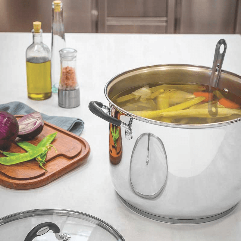 Solar Silicone stainless steel stock pot and glass lid, stainless steel, 30cm