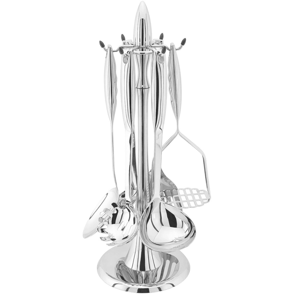 Premium Revolving rack with 6 stainless tools, Stainless Steel