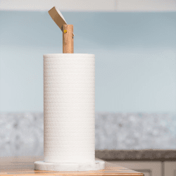 Image showing the Kitchen Towel Holder, H36cm, Acacia Wood & Marble product.
