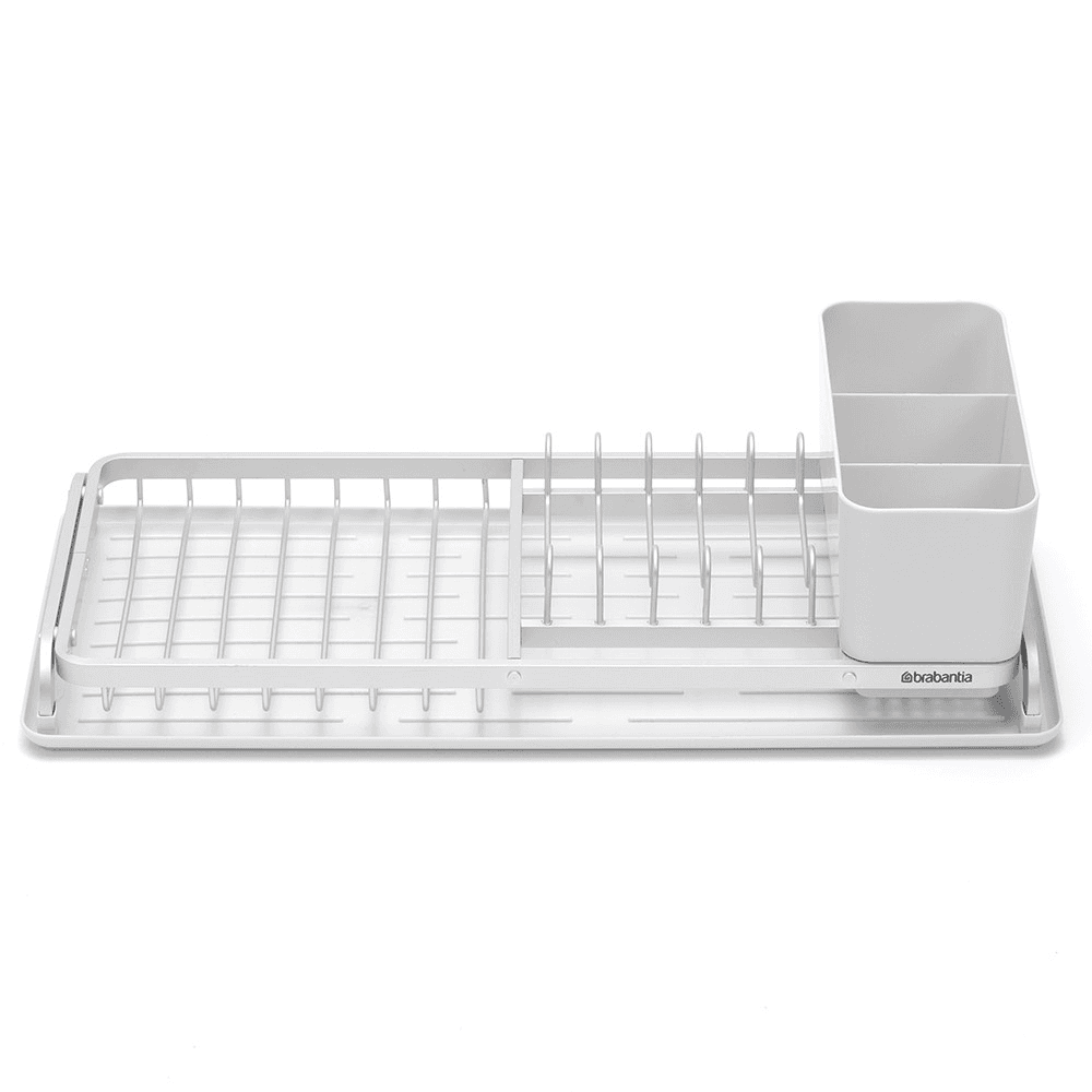 Compact Dish drying rack, H12.5 x W20 x D46cm, Light Grey