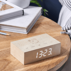Image showing the Flip Click Clock, L11.5 x W7 x H3.6cm, White Maple product.