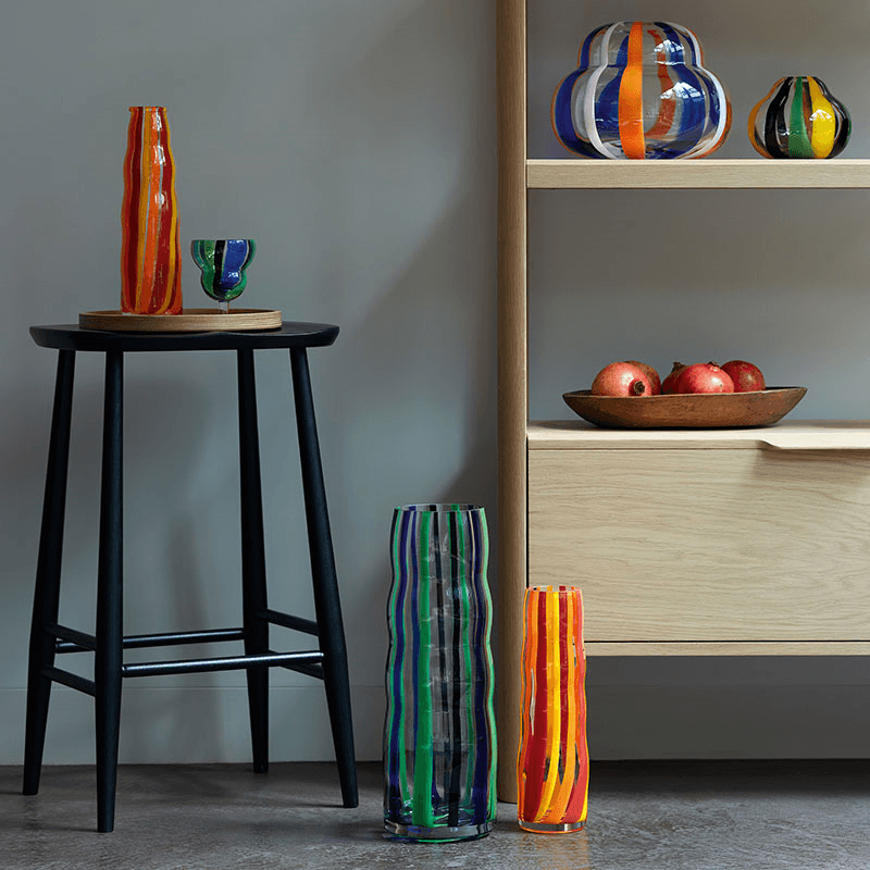 Folk Vase, H31.5cm, Orange/Red/Yellow