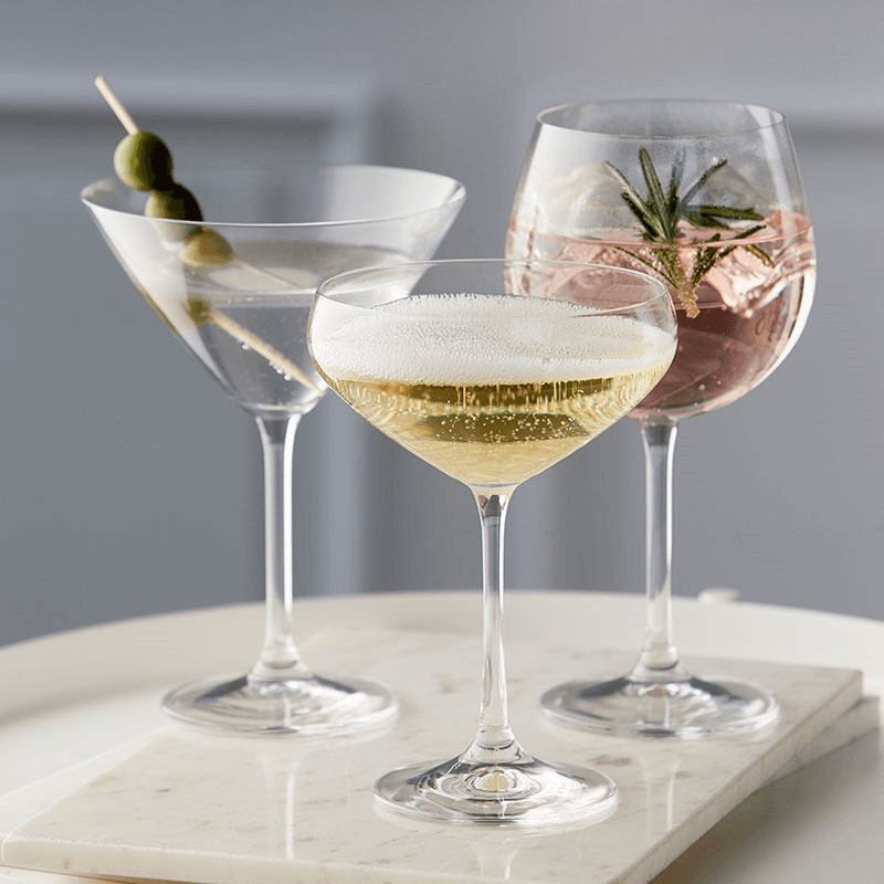 Juvel Set of 4 Martini Glasses, 280ml, Clear