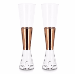 Image showing the Tank Pair of champagne glasses, W6 x H22.5cm, Glass product.