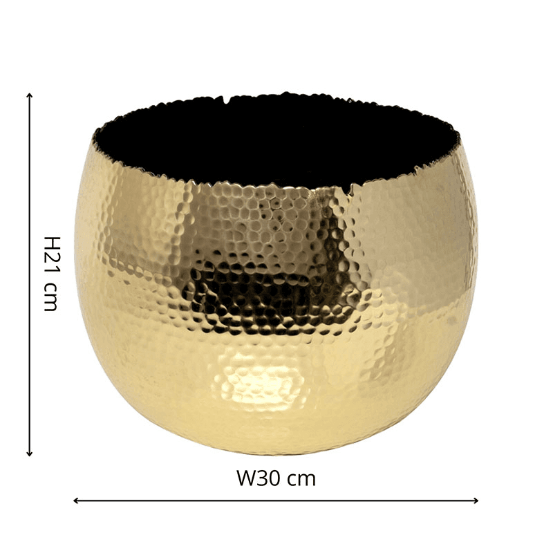 Hammered Bowl planter, H21 x W30 x D30cm, Gold