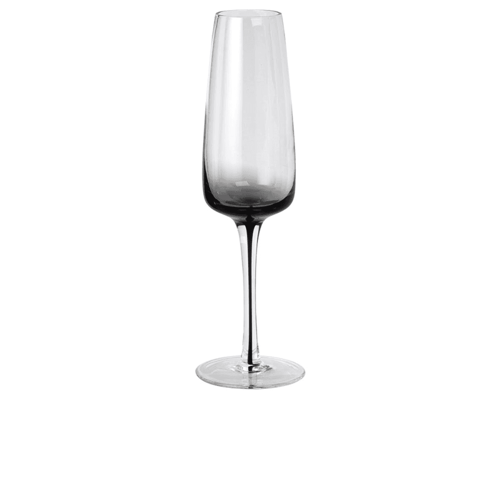 Mouth Blown Champagne Glass, H23cm, Smoke