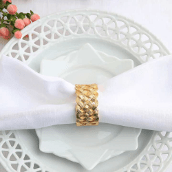 Image showing the Braid Set of 4 napkin rings, Gold product.