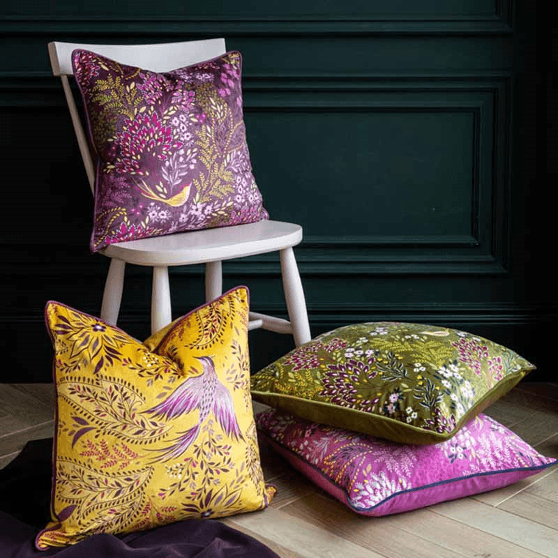 Song Bird Cushion, 50 x 50cm, Olive