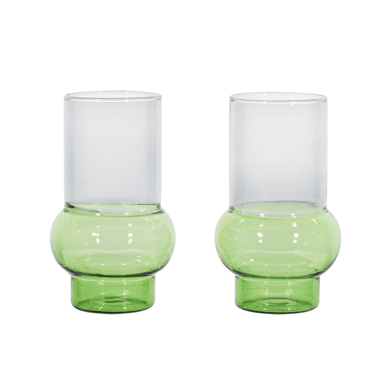 Bump Set of 2 Tall Glasses, 350ml, Green