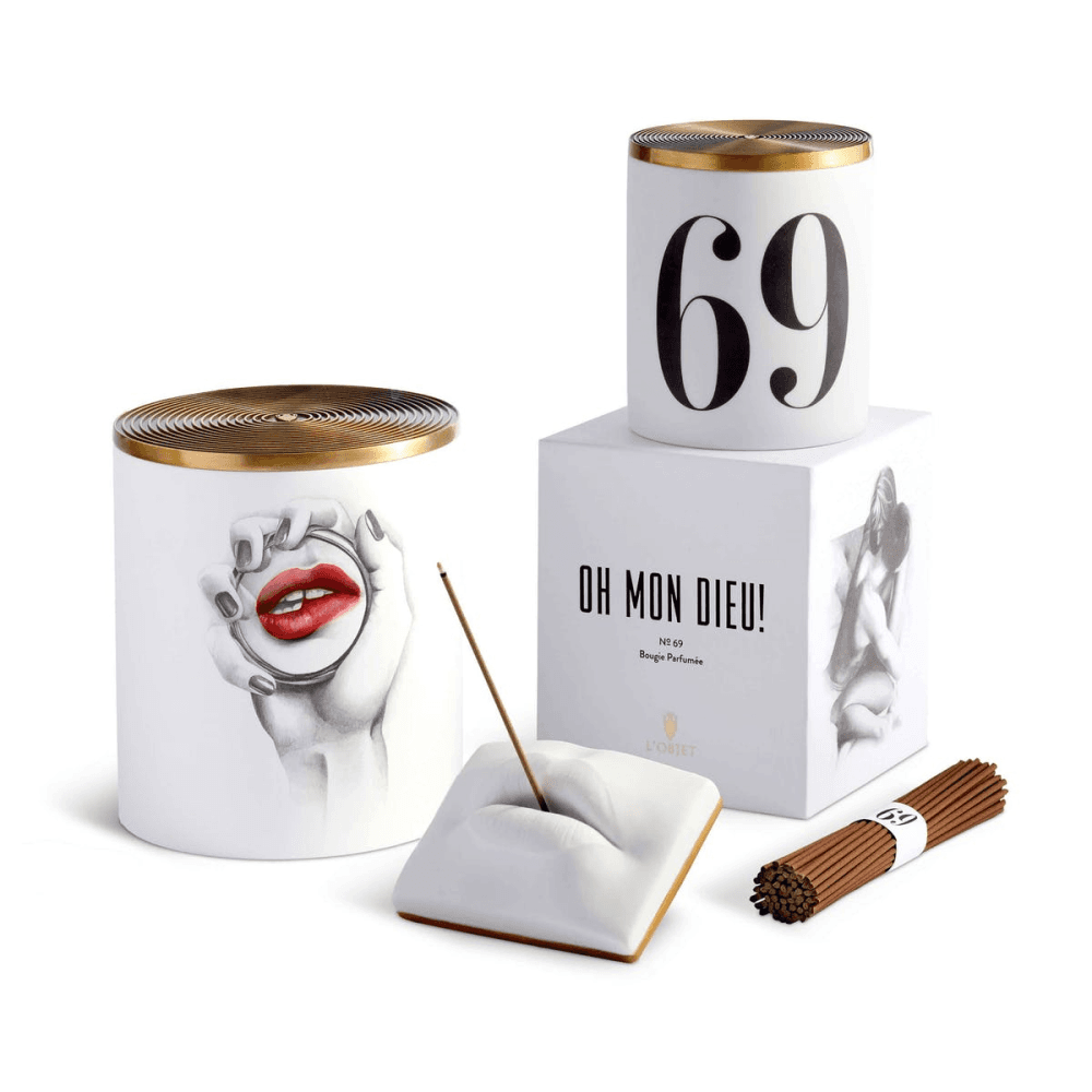 Oh Mon Dieu! Lips incense holder, 9 x 6 x 4cm, White