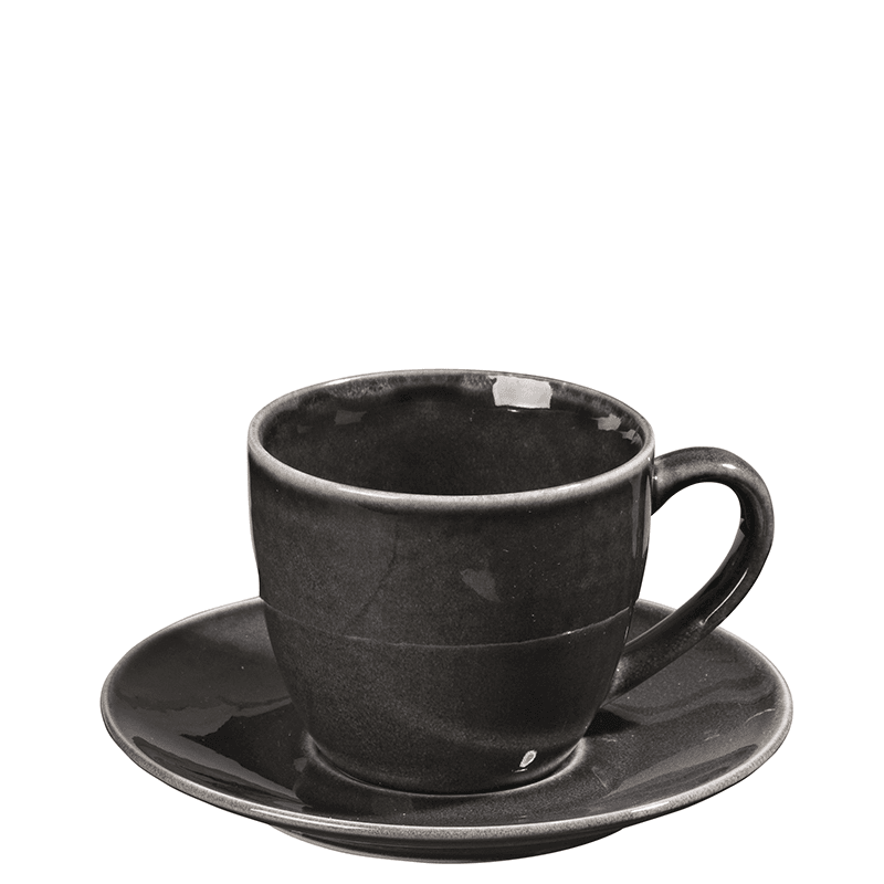 Nordic Coal Tea Cup & Saucer, 150ml, Black