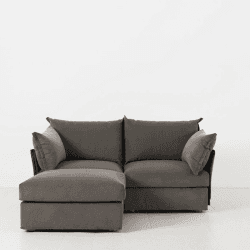 Image showing the Model 06 Velvet 2 Seater Sofa With Chaise, Elephant product.