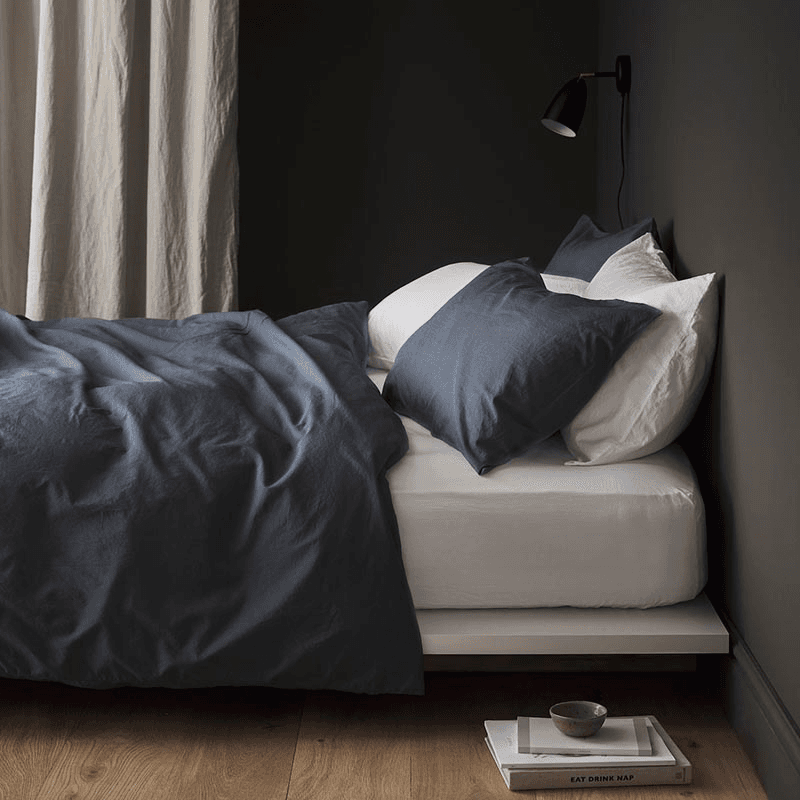 Relaxed Cotton Pair of Standard Pillowcases, Ink