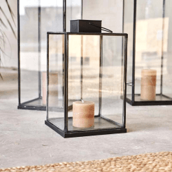 Image showing the Sia Lantern, H58cm, Antique Black/Clear product.